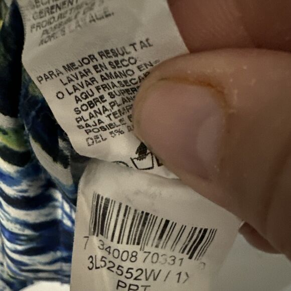 Karen Kane 1x blue geometric print 3/4 sleeve tunic top. - Picture 5 of 5